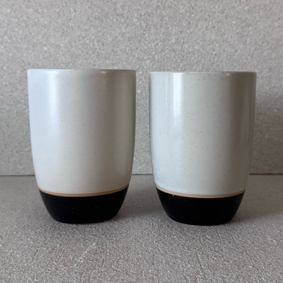 VTG Crate & Barrel Terra Mugs Set of 2 Tan Bands Speckled Stoneware Japan RARE - Picture 7 of 12